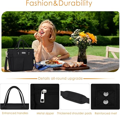 Miniatura 6 de MAXTOP Lonchera térmica para mujer para el trabajo, con bolsillo abierto, reutilizable, a prueba de fugas, con correa de hombro extraíble, para