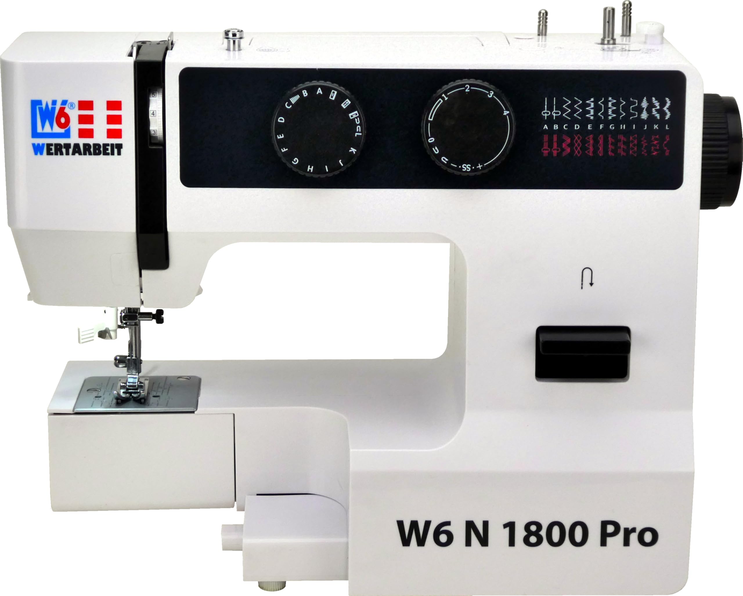W6 Nähmaschine N 1800 Pro mit 25 Programmen | Freiarm | automatischer Einfädler | CB-Greifer | Knopflochautomatik | Jeans nähen | 100 Watt Servo Motor