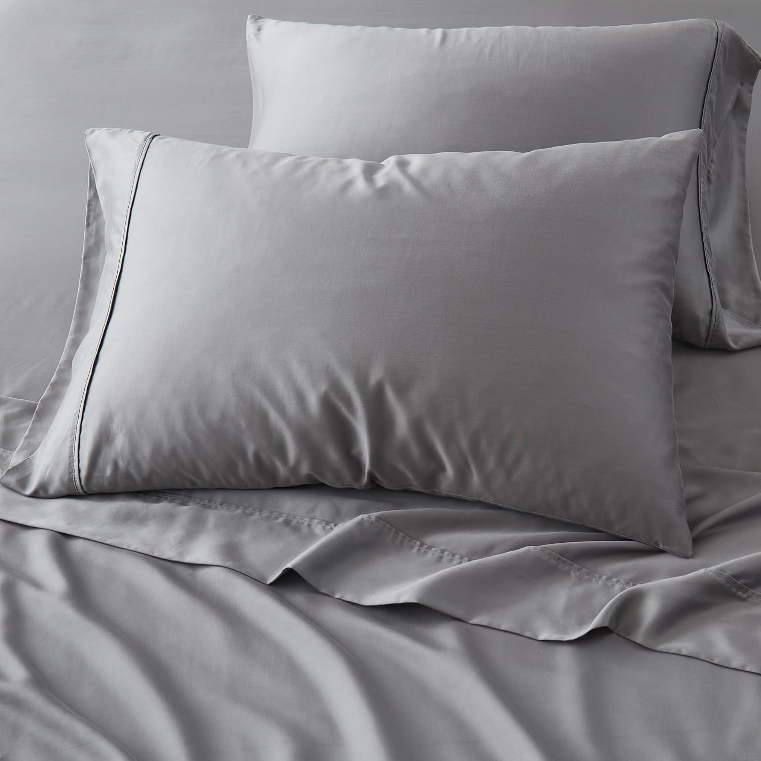 Modern Threads 100% Tencel Lyocell 4-Piece Sheet Set, 400 Thread Count Luxury Bedding, Platinum Gray, Queen
