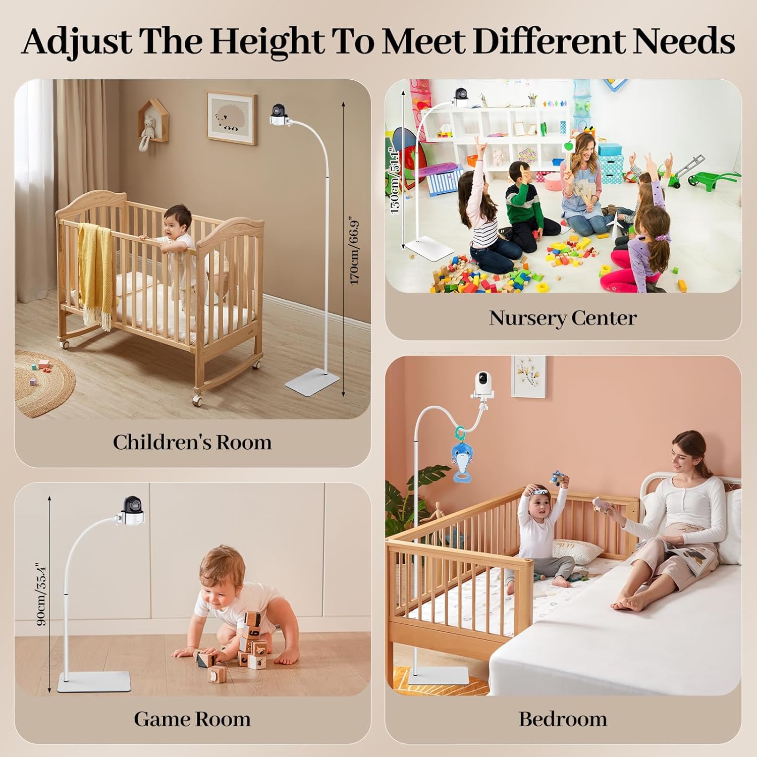 Supporto da Pavimento Universale per Baby Monitor Compatibile con Boifun/GHB/Philips Avent/Momcozy/Blemil/Jeeber/HelloBaby/ieGeek/Babystar/Dr.Care/VTech, Altezza Regolabile da 90 a 170 cm
