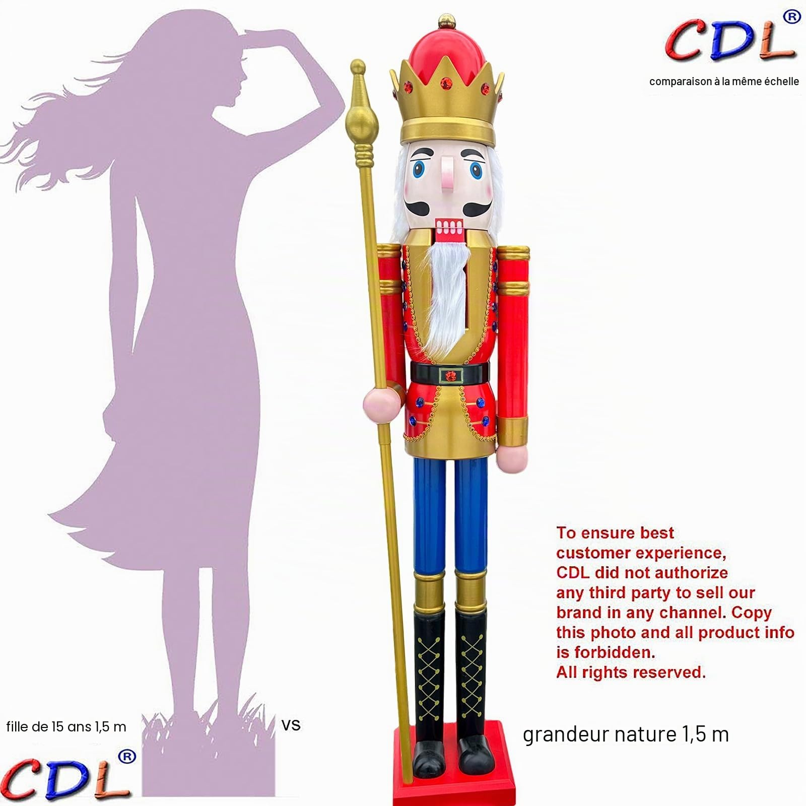 Figurine géante de Casse-Noisette en Bois 150cm King Red K01.