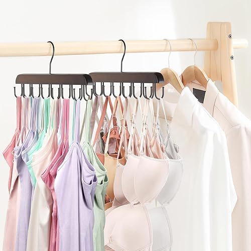 Miniatura 5 de Mkono Perchas de sujetador para organizador de armario, perchas de ahorro de espacio con 14 ganchos para camiseta sin mangas, cinturón, brasier