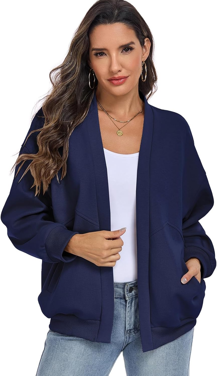 Women's Oversized Cardigan Loose Lightweight Open Front Sweatshirt Casual Long Sleeve Athletic Jackets - Image 2