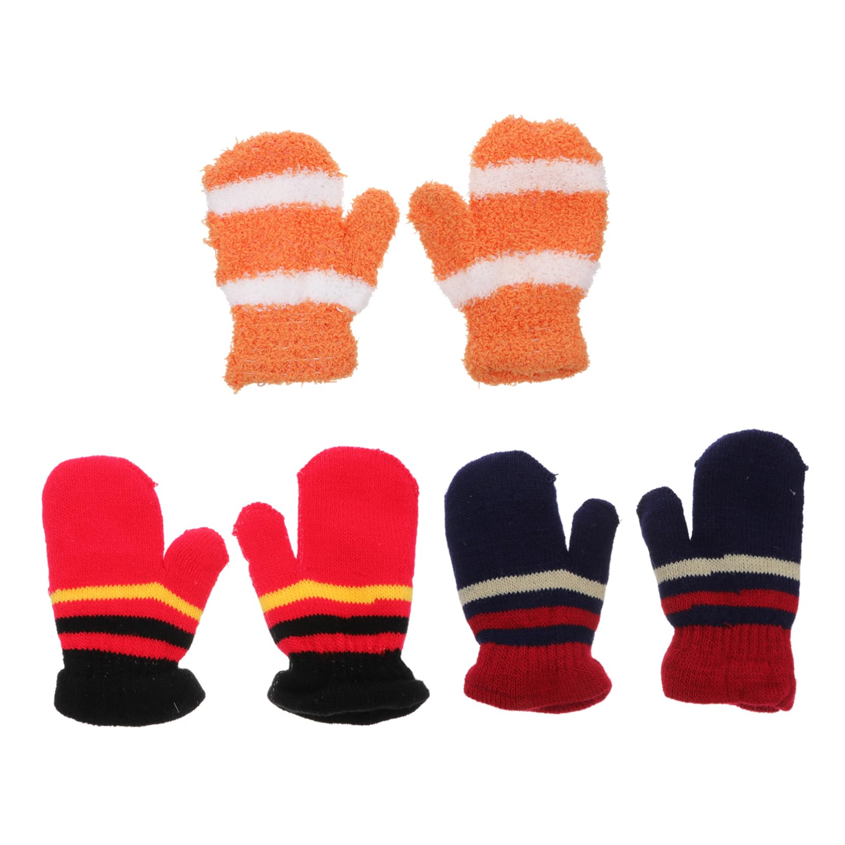 GALPADA Girls Boys and Girls Winter Gloves Children Knitting Gloves 3 Pairs Thicken Warm Winter for 1-7 Years Old