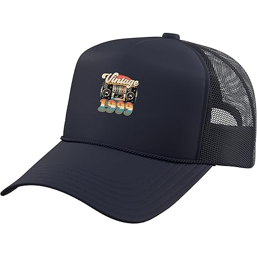 27th Birthday Retro Vintage 1999 Men Women Trucker Hat with Adjustable Mesh Back