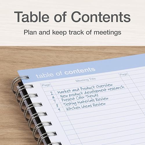 Miniatura 4 de Oxford Cuaderno de reuniones, sin fecha, notas de trabajo personalizables, encuadernado en espiral, cubierta negra, peso pesado de 32 libras, papel