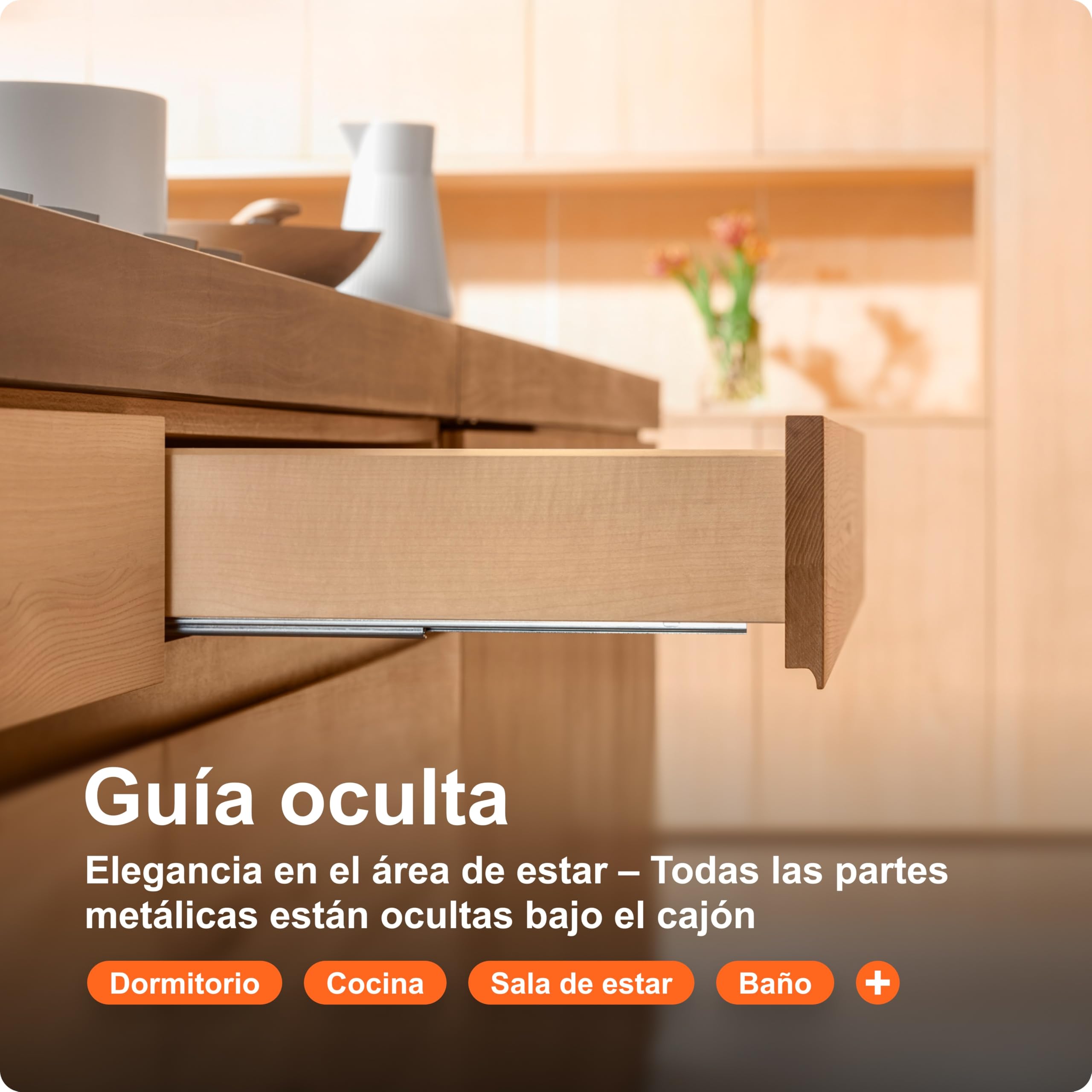 blum extracción total Tandem 500 mm I guía oculta invisible bajo el cajón I guía de cajón Soft-close con amortiguación blumotion I extracción para mueble de cocina I sistema de guías 1 par