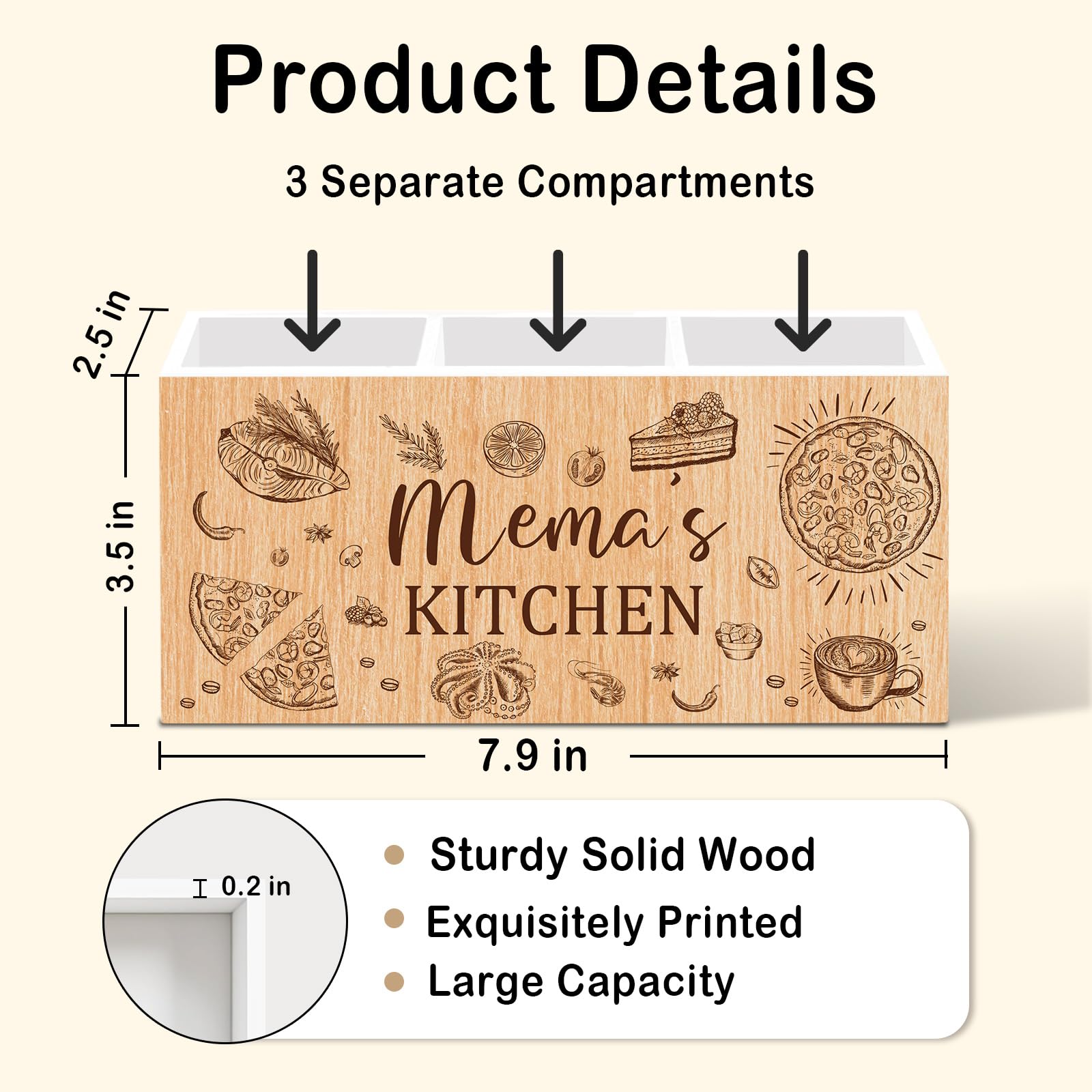 Mema Gifts Kitchen Utensil Holder Counter Decor, Grandma Mema's Kitchen Countertop Organizer, Mothers Day Birthday Mema Gifts Cooking Utensil Holder for Grandma Counter Accessories