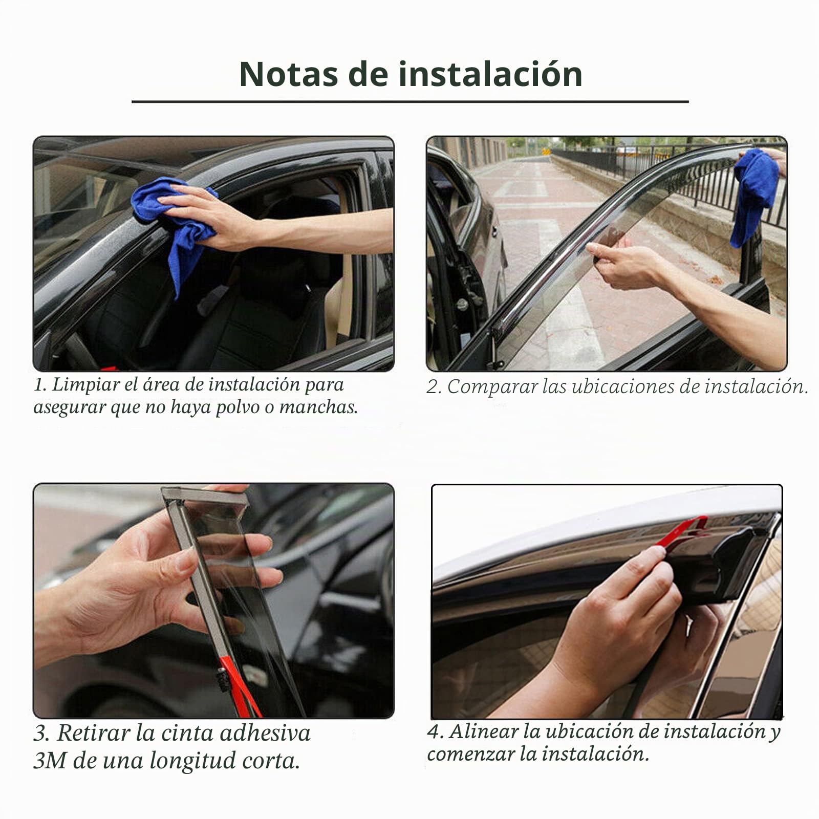 Deflectores de Viento para Nissan Navara D40 2006-2014 Doble Cabina 4X4, 4 Unidades, Ahumado Negro