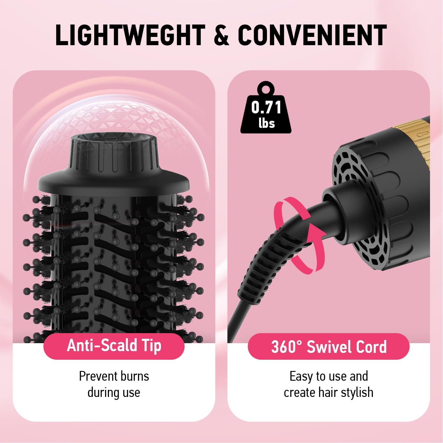 Hair Dryer Brush Blow Dryer Brush in One, MiroPure 4 in 1 Hair Dryer and Styler Volumizer with 4 Speed Temp Settings, Hot Air Brush with Oval Barrel for All Hair Style and Fast Drying, Gold