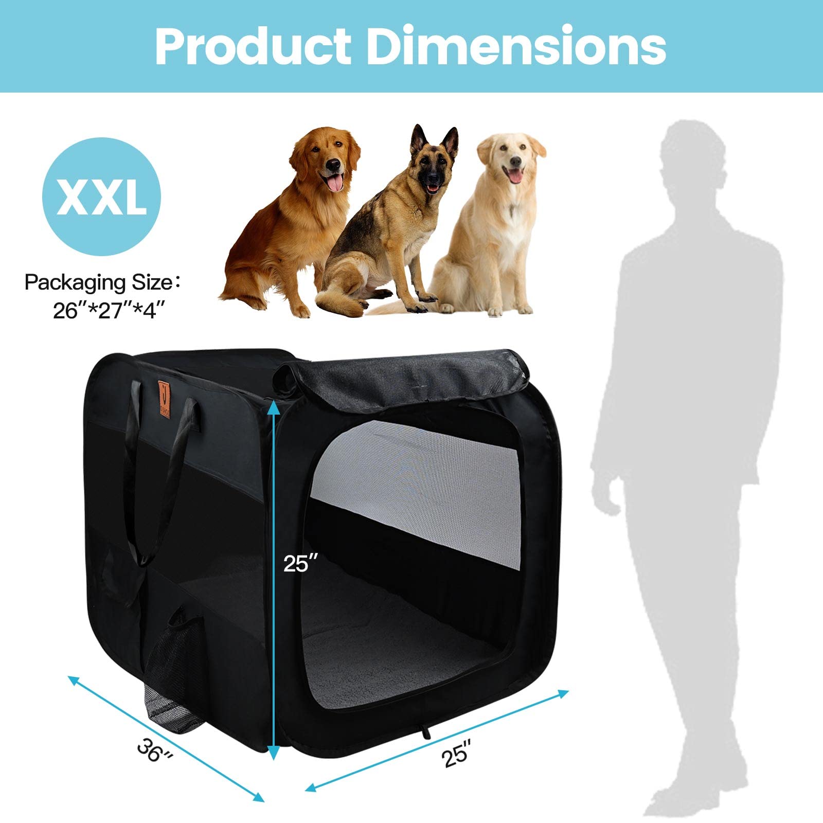 Curated visual reference: Travel Dog Crate Pads Reference: Ouhou Dog Soft Sided Carriers Collapsible Dog Crates For Large