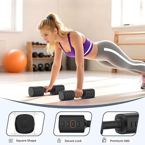 Vista 4 de Juego de mancuernas ajustables, total de 13.2 libras con cada 5 niveles de 2.2 libras, 3.3 libras, 4.4 libras, 5.5 libras y 6.6 libras, pesas