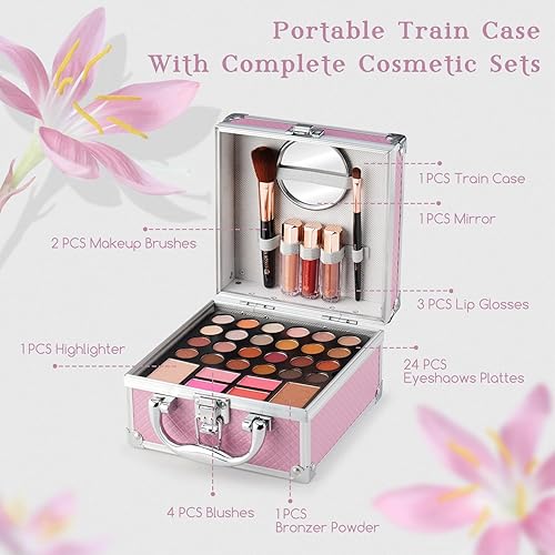 Miniatura 2 de Color Nymph Kit de maquillaje para principiantes para adolescentes con el pequeño estuche de tren cosmético incluido, paleta de sombra de ojos de 24