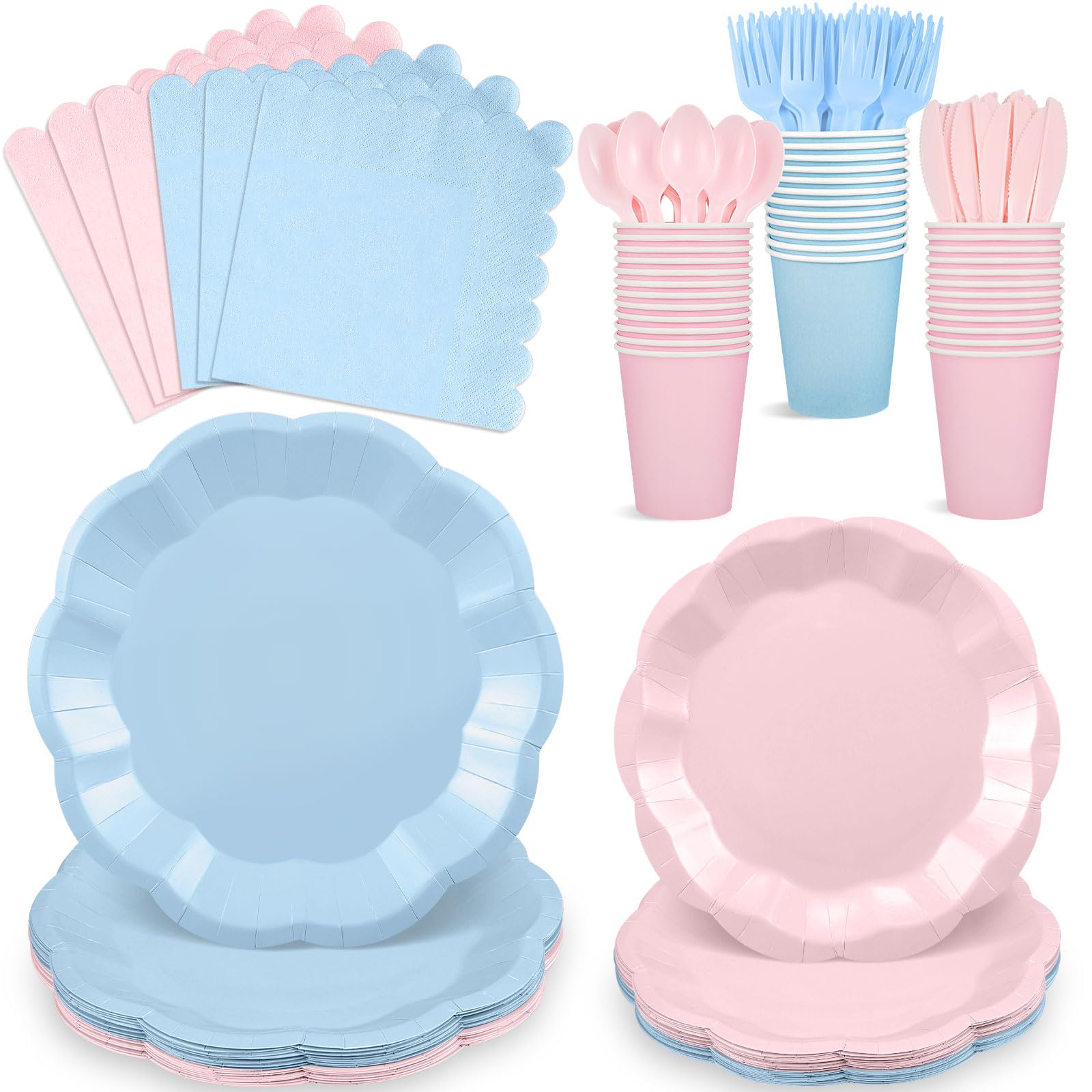 White Party Plates & Napkins - Serves 25 Guests -21