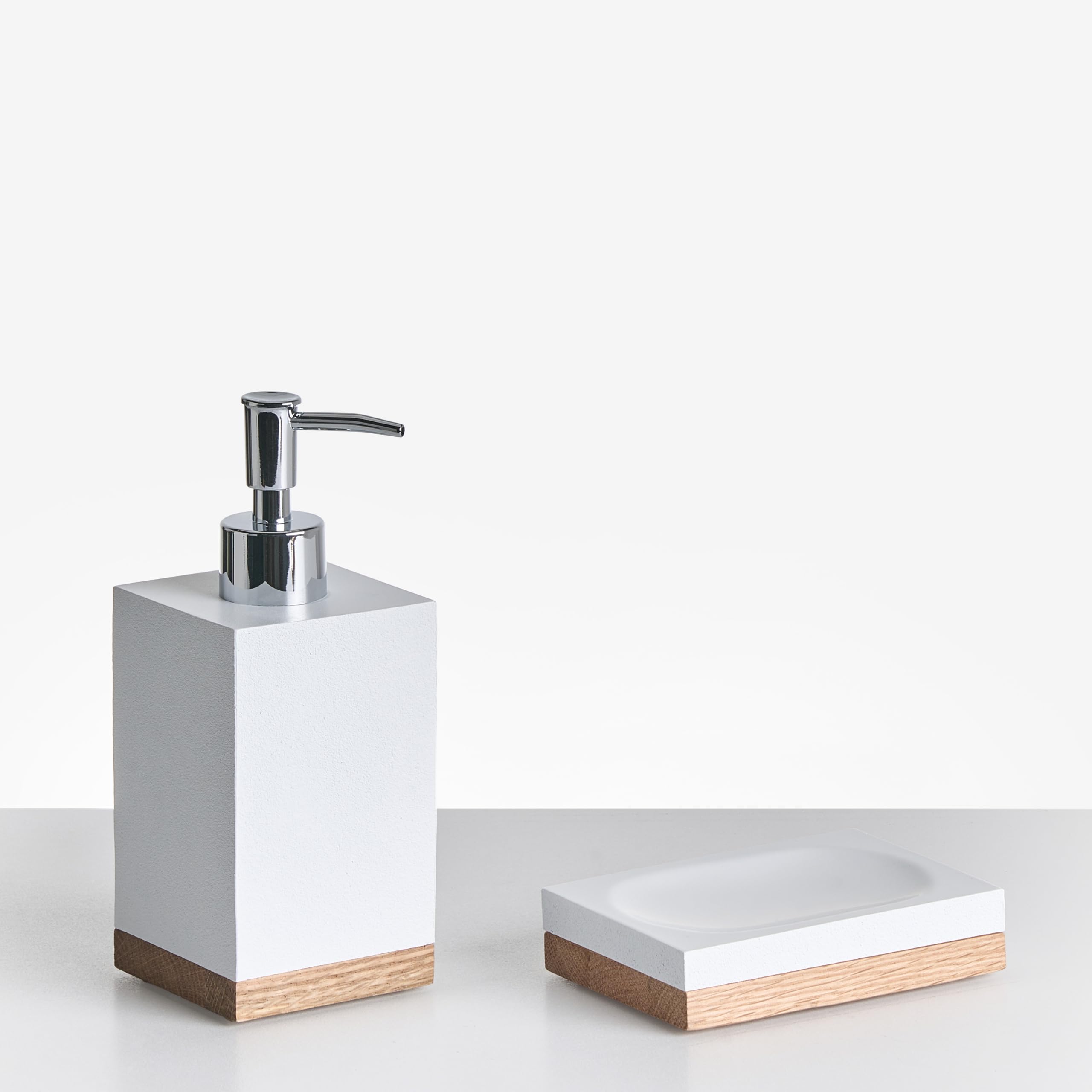 Conjunto de 5 Accesorios de baño jabonera dispensador de jabón escobilla de Inodoro Vaso Soporte para cepillos de Dientes Blanco Tapiche