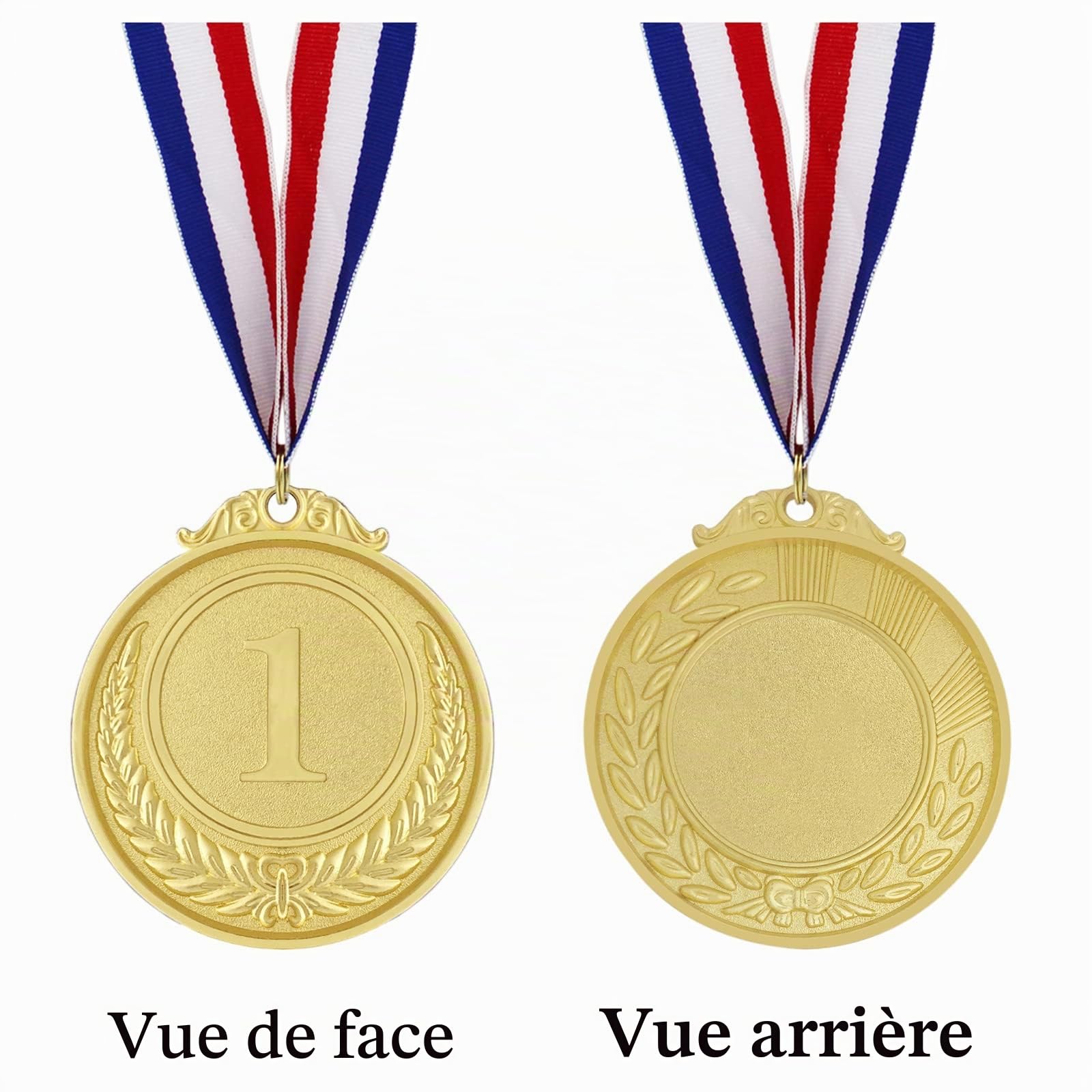 Médailles pour Enfants, 12 Pièces Médailles en MéTal Doré de Style Olympique avec Rubans, Prix de La JournéE Sportive, Compétitions de Jeux, Cadeaux pour Enfants Adultes