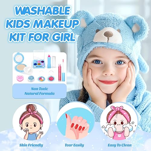 Miniatura 4 de INNOCHEER Kit de maquillaje para niños, juguetes congelados para niñas, kit de maquillaje lavable de doble capa, maquillaje congelado para niñas