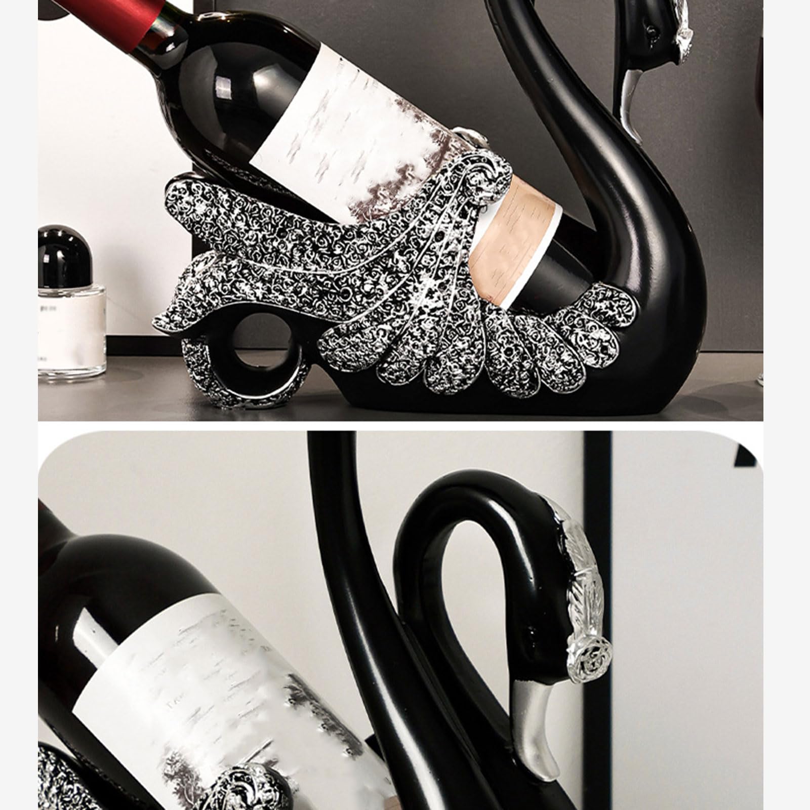 Porte Bouteille pour Une Seule Bouteille, Design Cygne, Décoration De Table pour Comptoir Et Table À Manger, Porte-Bouteilles sur Pied Cuisine, Bar Et Armoires
