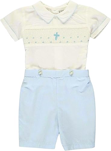Carriage Boutique Traje Bobbie cruzado fruncido a mano Trajes de bautizo para niños Trajes de bautismo para niños Diseñado en Estados Unidos