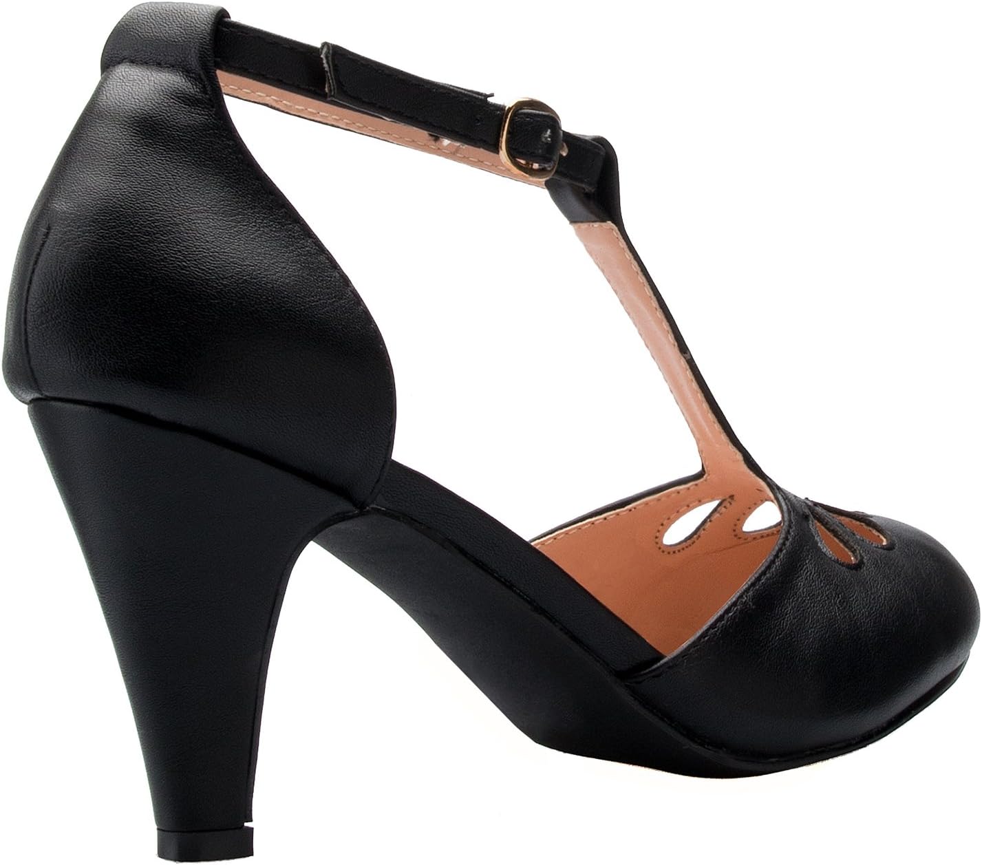 Olivia K Women's Low Heels Mary Jane Pumps - Adorable Vintage Shoes- Unique Round Toe Design with an Adjustable T Strap - Image 3