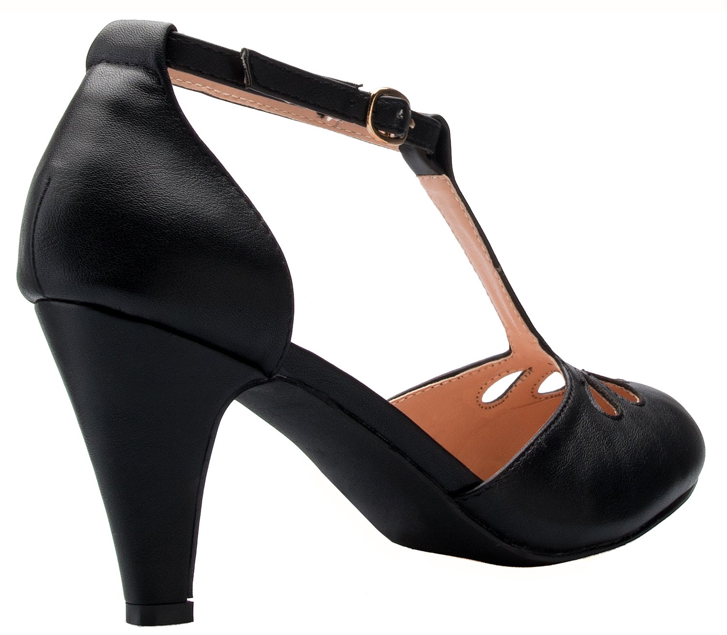 Olivia K Women's Low Heels Mary Jane Pumps - Adorable Vintage Shoes- Unique Round Toe Design with an Adjustable T Strap