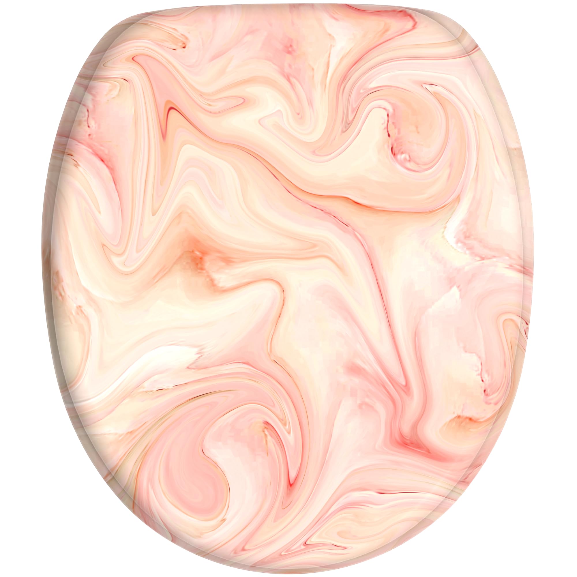 Sanilo Soft Close Toilet Seat, Wide Choice of Marble Toilet Seats, Stable Hinges, Easy to Mount (Marble Pink) - Image 2