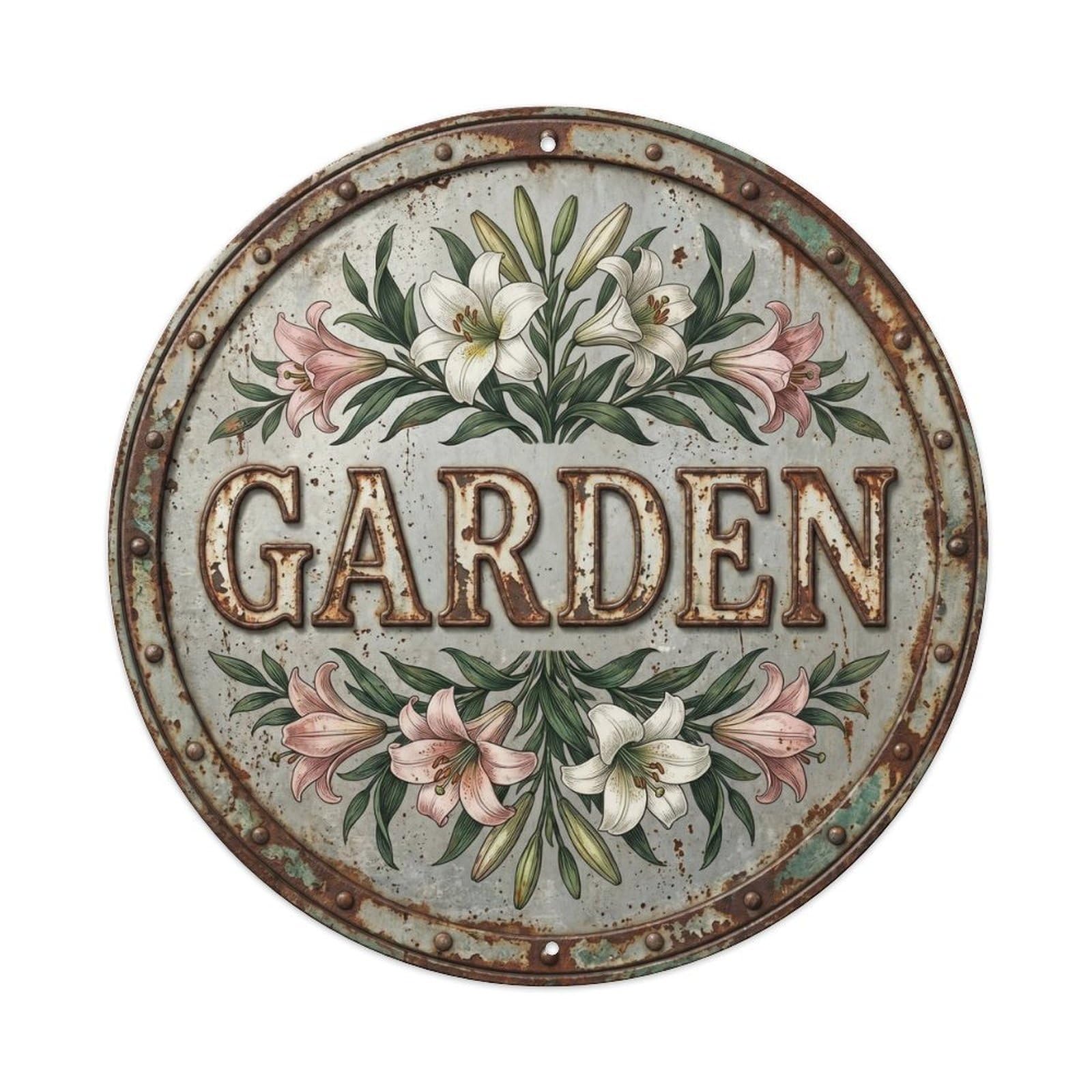 Garden Botanical Floral Outdoor Label Lily Metal Tin Sign