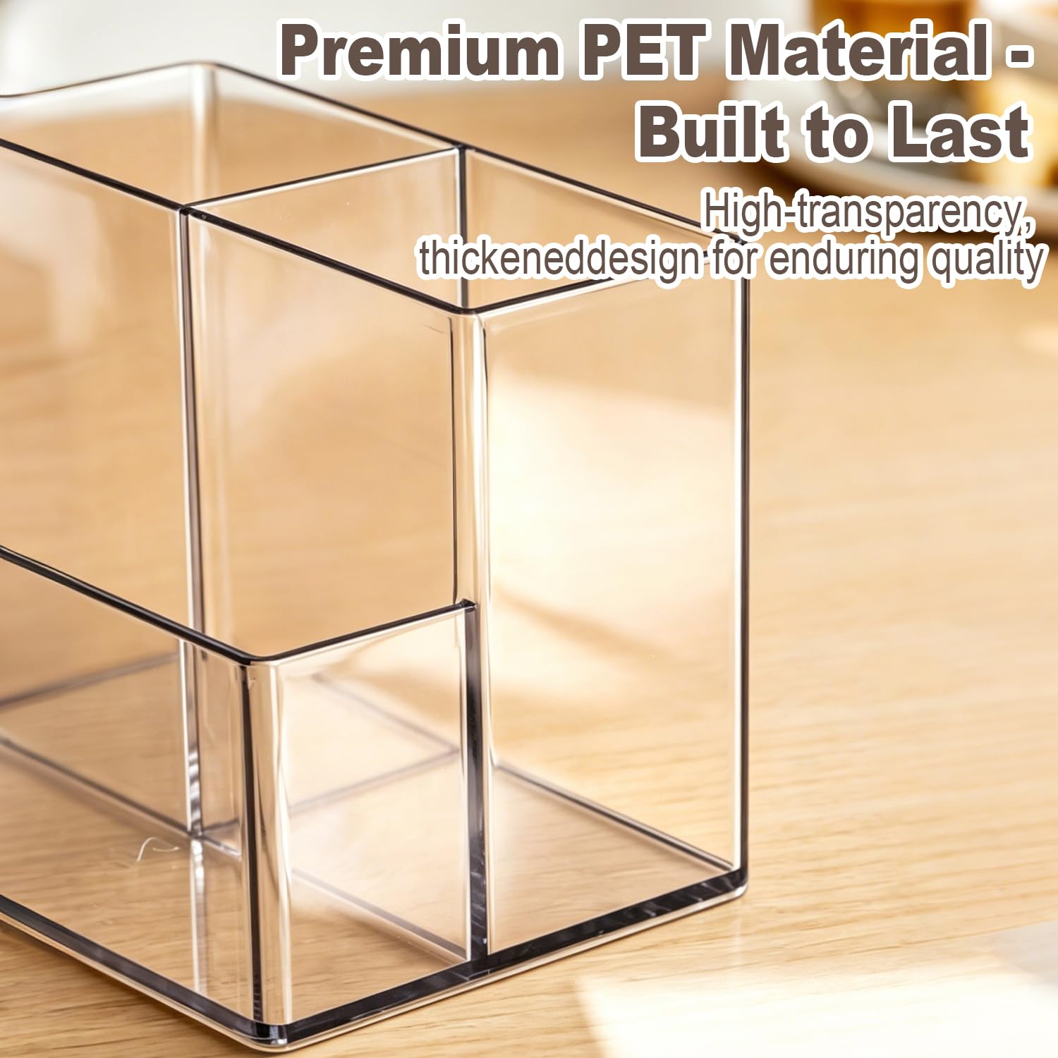 mioluo Clear PET Makeup Organizer, Lipstick Brush Holder for Bathroom Cabinet- Transparent Medicine Cabinet Organizer Multi Compartment Storage Box Holder for Countertop, Home Office Classroom