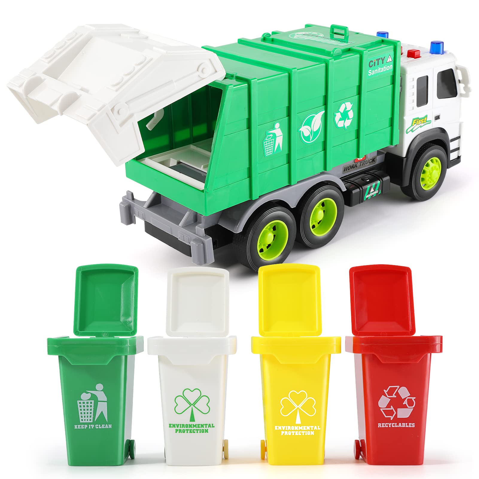 Camion della Spazzatura Giocattolo con Luci e Suoni per Bambini 3-8 Anni
