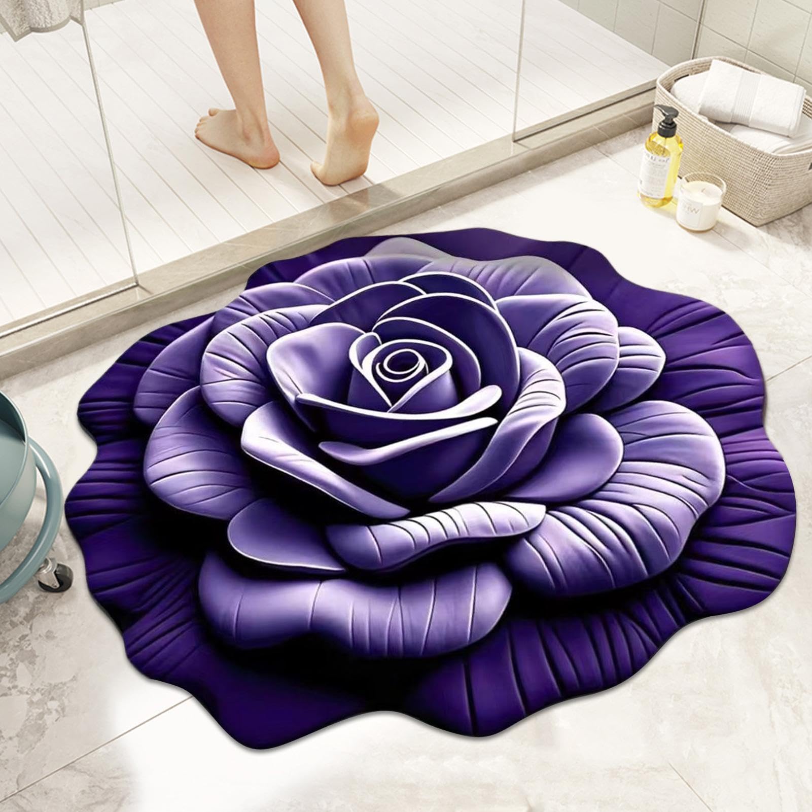 Tappetini Antiscivolo per Bagno Assorbente Antiscivolo Motivo Floreale 3D | Stuoia Multiuso per Porte, Corridoi, Ingressi e Zona Giorno