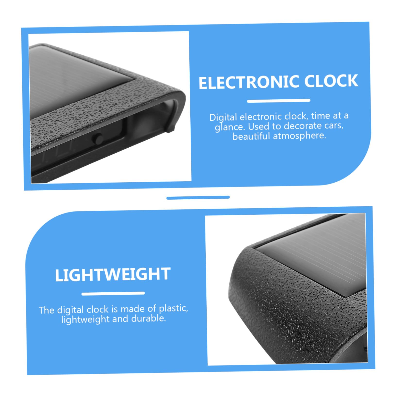 ULTECHNOVO 3piezas Reloj De Coche Solar Reloj Electrónico De Alta Precisión Para Tablero De Vehículo Fácil Instalación Sin Cableado