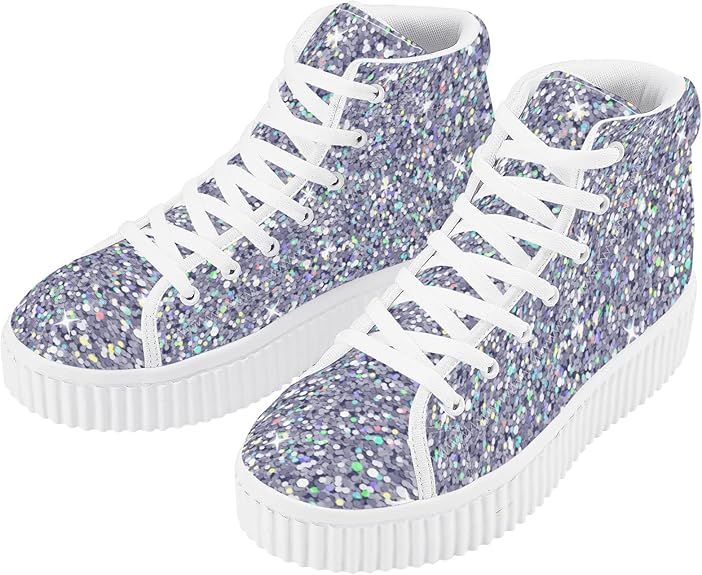 womens silver glitter tennis shoes