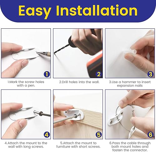 Miniatura 7 de Anclajes de muebles paquete de 10 correas de muebles mejoradas 2022 para prueba de bebés muebles seguros de 400 libras para evitar caídas correas