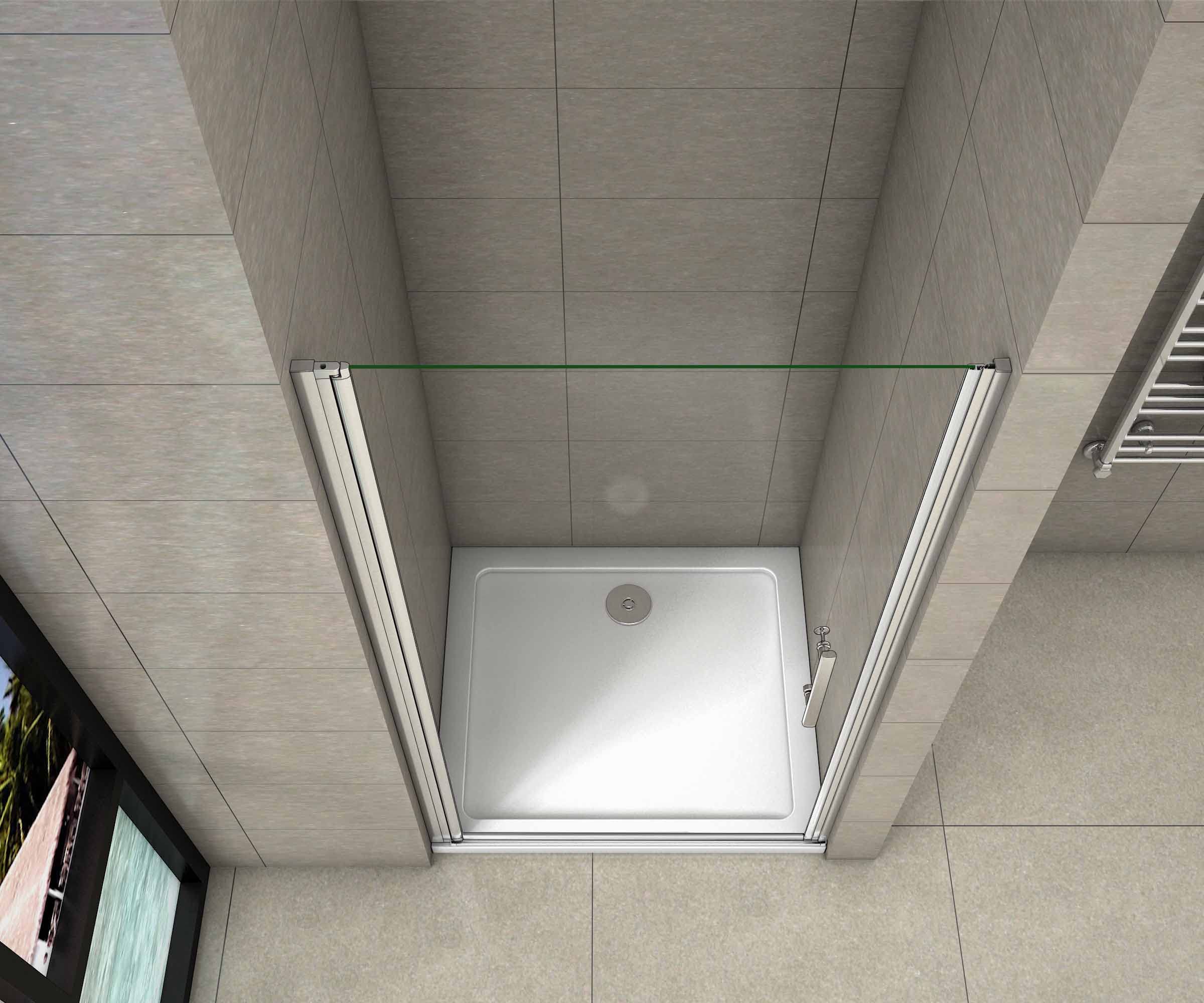 AICA porte de douche pivotante 70x180cm en 6mm verre anticalcaire porte de douche Hauteur 180cm Installation en niche