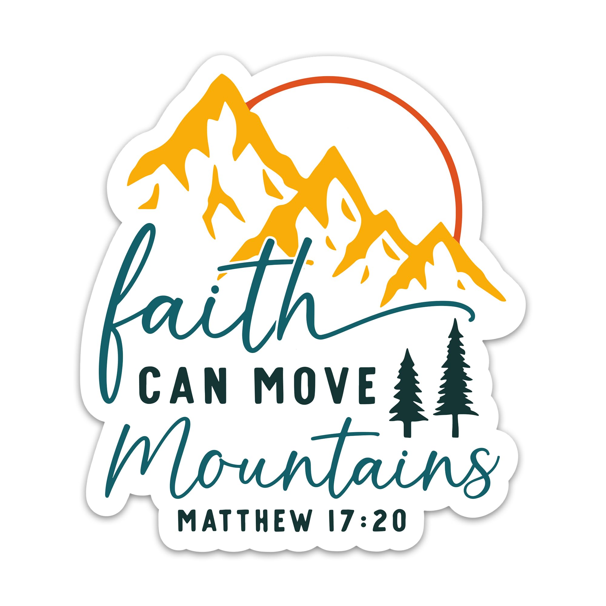 3PCs Faith Can Move Mountains Sticker, Scripture Bible Verse Matthew 17:20 Sticker, Christian Faith Decals, Religious Waterproof Vinyl Stickers for