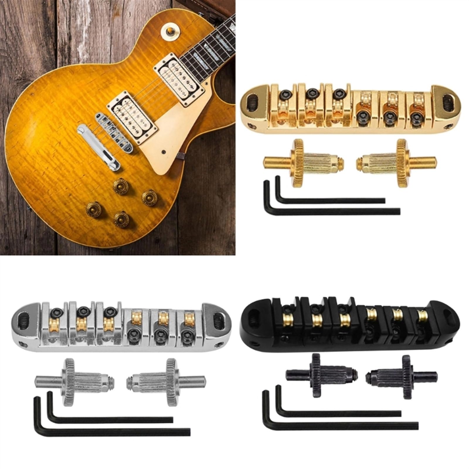 Juego De Puente Para Guitarra Eléctrica Puente De Montura Para Guitarra Eléctrica Con Pernos Y Llave Allen (Color : Silver)