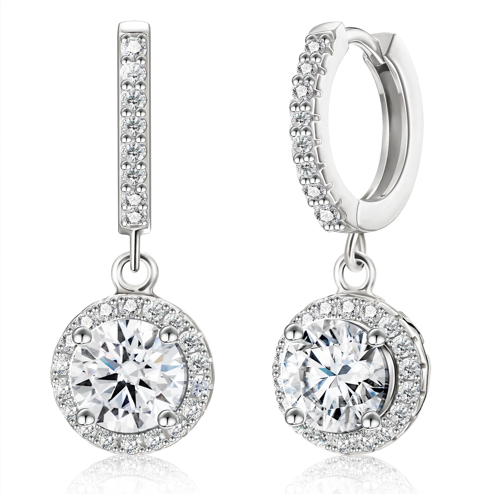 ABSOLUTE - Aretes de moissanita para mujer, regalo para ella, aretes de plata de ley 925 para mujeres y hombres, color D, claridad VVS1, aretes de moissanita para mujeres y niñas, promesa de