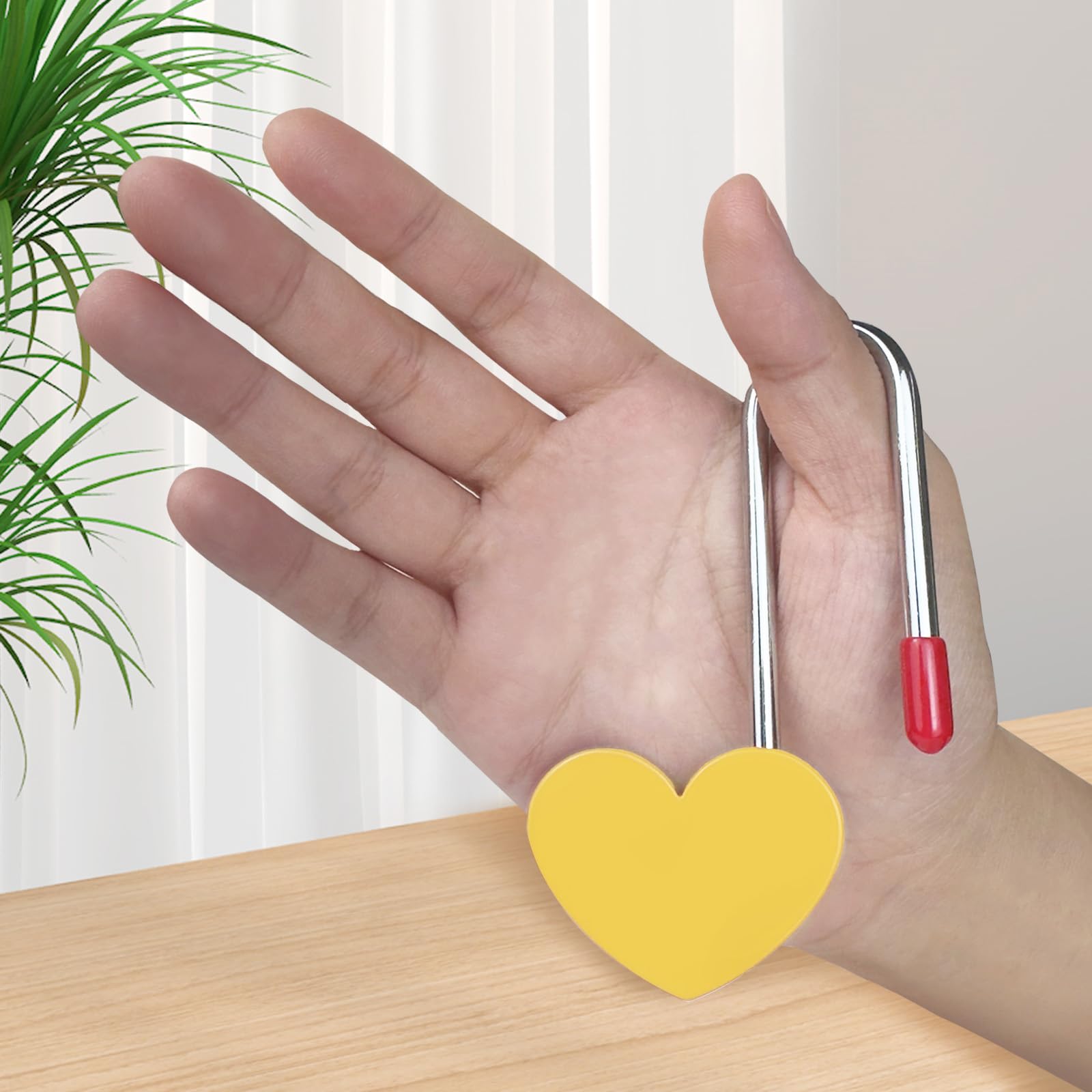 Candado de corazón único sin llave, 5 candados amarillos de 3.5 pulgadas, 50 mm, para puente Lovelock, árbol de deseos (sin llave)