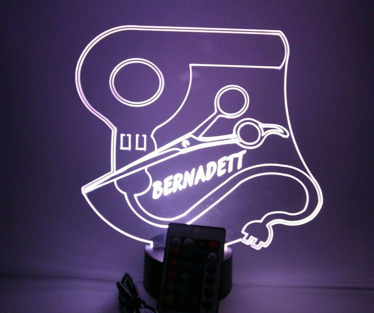 MIRROR MANIA Blow Dryer & Scissors Night Light Up LED Personalized Hair Stylist Dresser Cut Beauty Salon Engraved Table Lamp, It's Wow, with Remote, 16 Color Options, Free Engraved, Great Gift