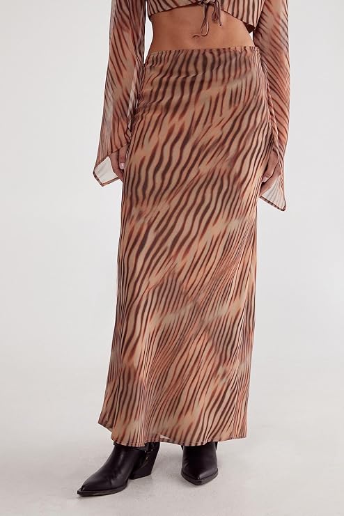 Nasty Gal Women's Chiffon Blurred Zebra Print Maxi Skirt
