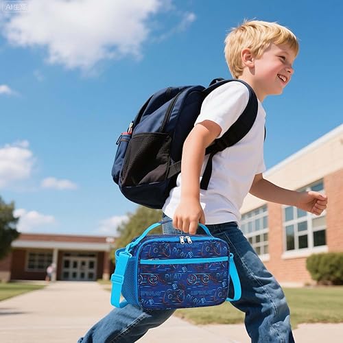 Miniatura 2 de RHCPFOVR Lonchera con inicial para niños, lonchera aislada para niños y niñas, lonchera lavable y lonchera reutilizable a prueba de fugas para la