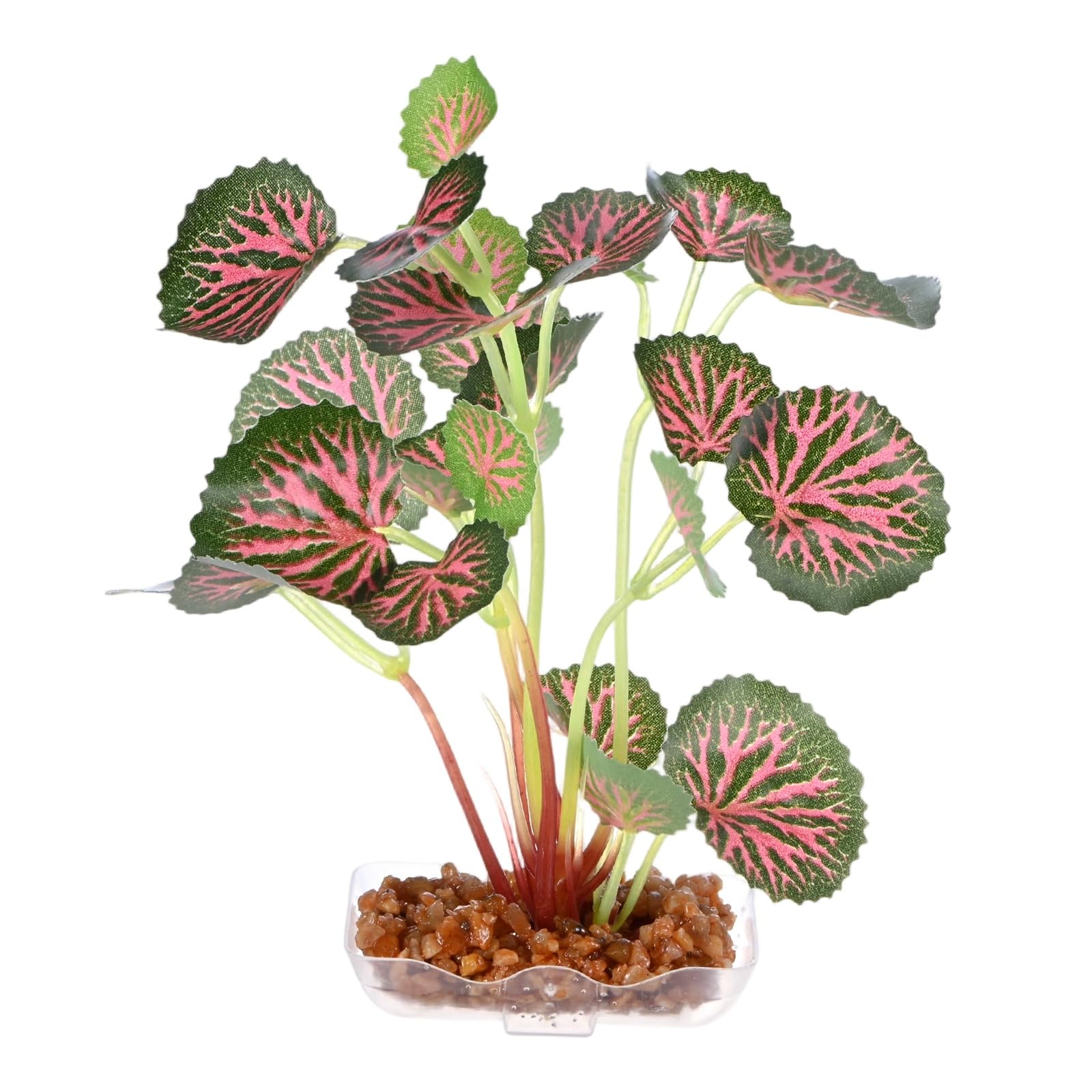 M METERXITY 1-Pack Aquarium Plant, Small Plastic Artificial Plant Water Grass Fish Hide Accessories for Aquarium Decoration/Fish Tank Decoration/Terrarium [Style 5, Red]