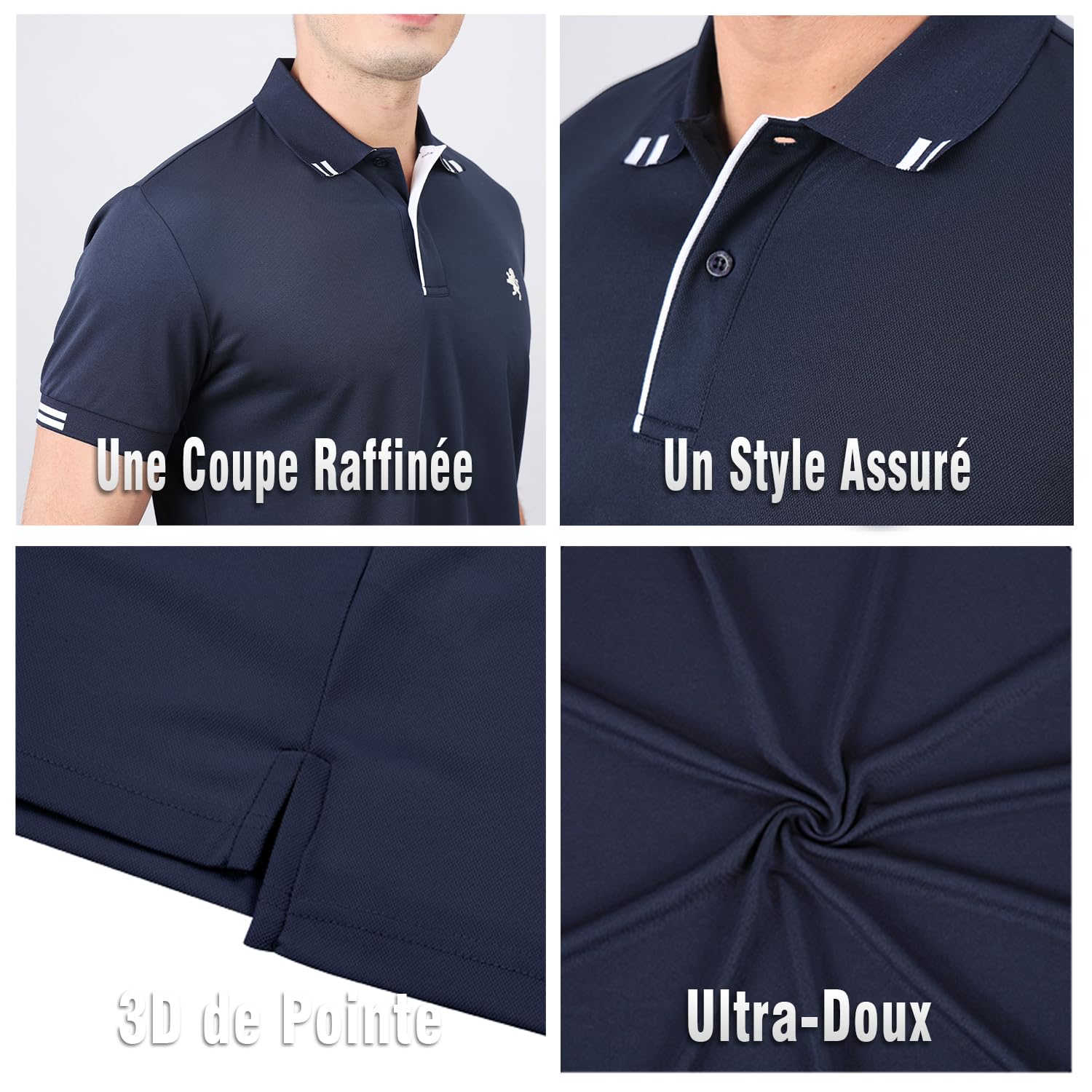 Albert Morris Polo Shirts pour Homme - Manches Courtes, Respirant, Séchage Rapide, Protection UV, Coupe Classique, Été Golf, Style Sportif Business Décontracté
