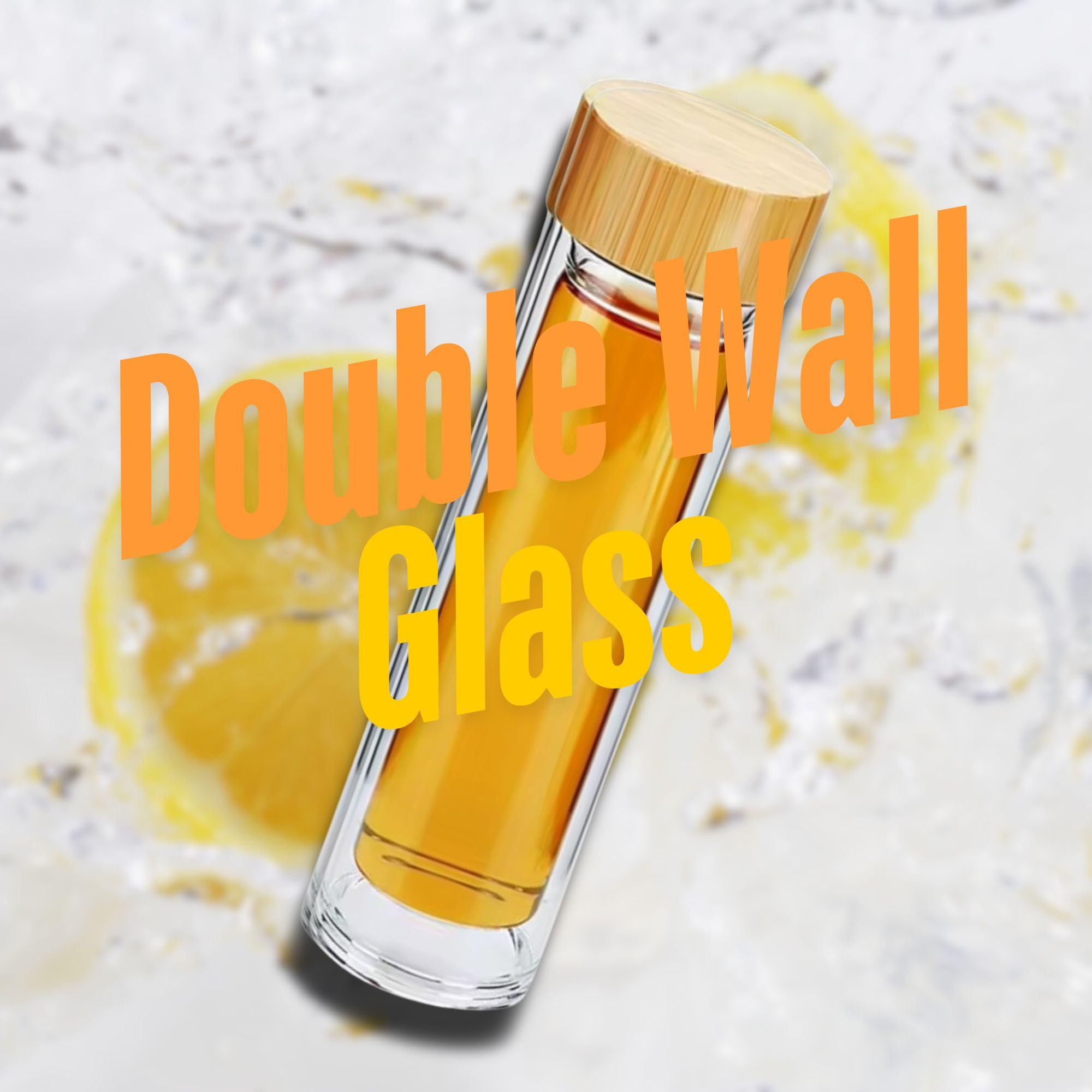 15oz Glass Water Bottle with Bamboo Lid and Tea Infuser thumbnail 3