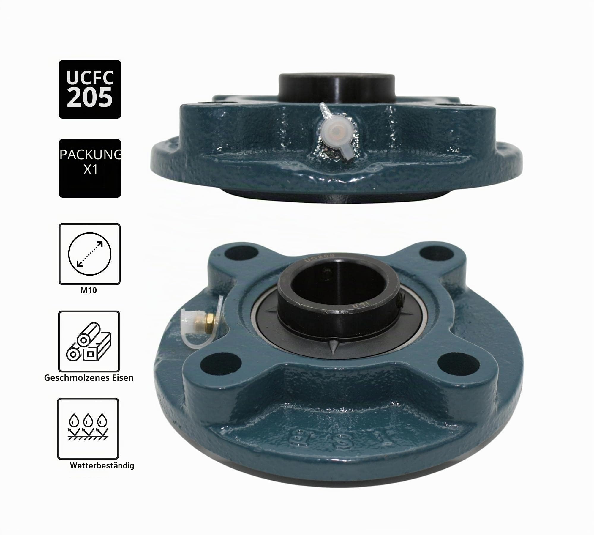 DOJA Industrial | Lager mit Unterstützung UCFC 205 Kugellager mit Unterstützung für Wellenlager (25 mm) Lager mit Stützen für: Fräsmaschine, 3D-Drucker, Drehmaschine, DIY.