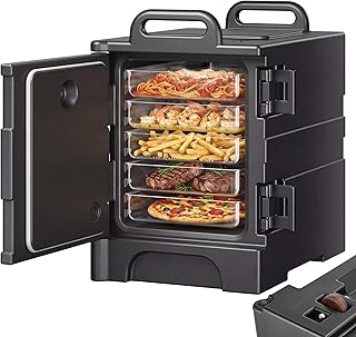 VEVOR Isolierter Speisenbehälterträger Warmhaltebox für Gastronomie 75 L, Speisenbehälter mit Doppelschnallen & Griffen, Speisenbehälterträger Lebensmitteltransportbox Restaurant Kantine schwarz