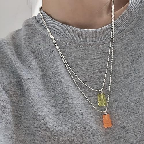 Gbahfy 8 Pcs Colorful Resin Gummy Bear Pendant Necklace Cute Transparent Rainbow Candy Color Bear Chain Necklaces Accessories Lovely Animal Punk Party Jewelry For Women Girls Gifts (8 Pcs) #TOP7