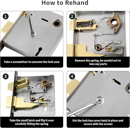 Miniatura 7 de Juego de 3 cerraduras de embutir para puerta interior, pomos de puerta de cristal antiguo con cerradura y llave, acabado de níquel cepillado