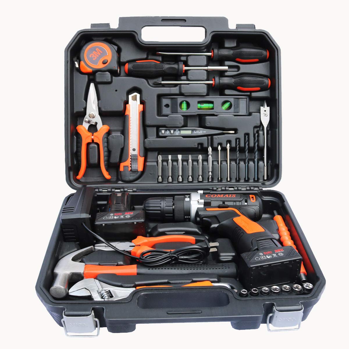 COLMAX Power Tools Combo Kit 35 PCS, With 16.8V Cordless Drill(2 Batteries!) and Household Repairing Mixed Tools, Daily Use Home Repairing Tool Set