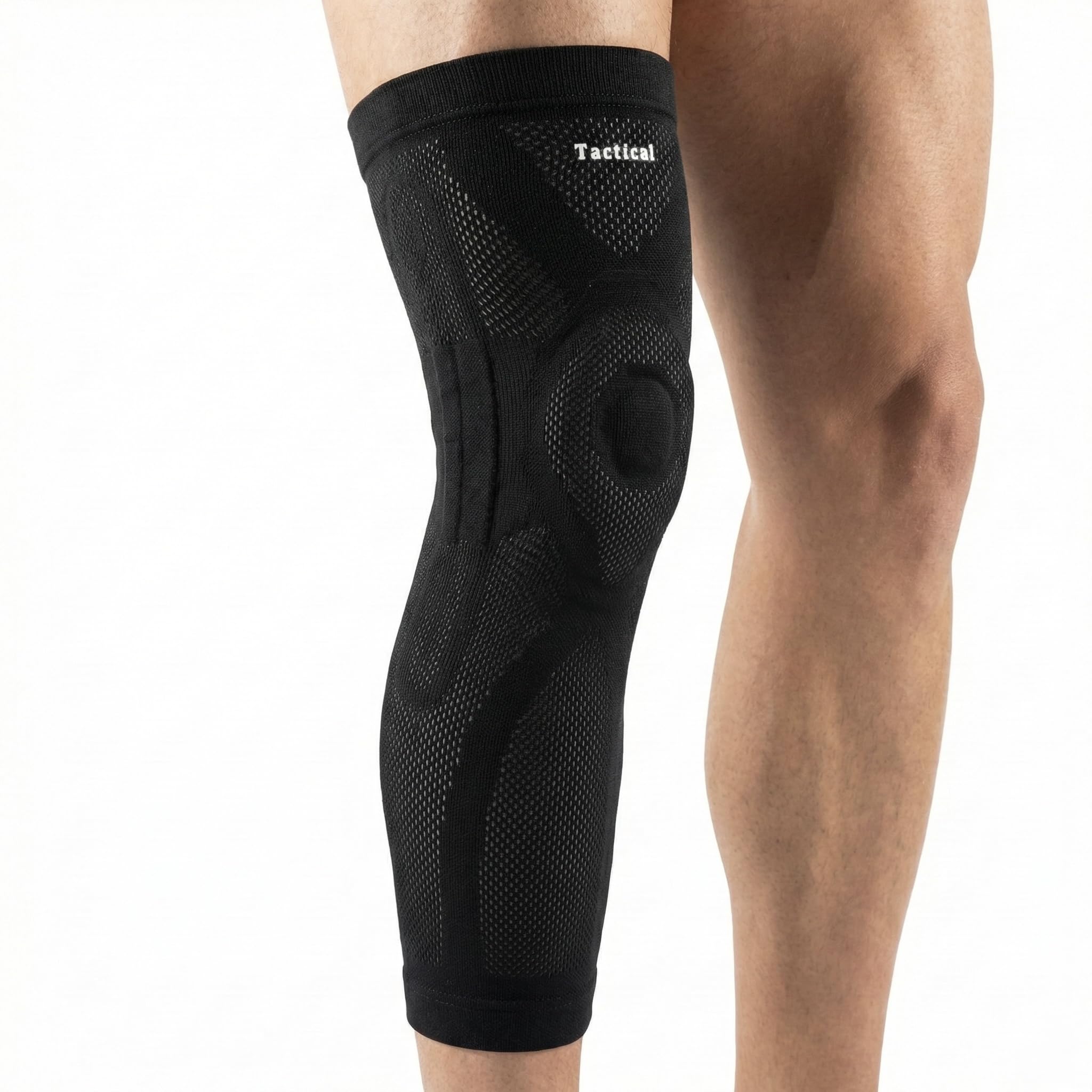 Tactical Fightwear Genouillère Longue – Couverture Supplémentaire & Ajustement Ferme – Stabilisateurs Latéraux pour la Stabilité – Rembourrage en Gel – Bord Supérieur Antidérapant – Pour Sport